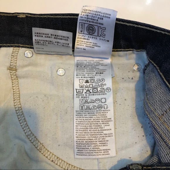 Levi's 504 Straight Fit Dark Wash Balck Denim Jeans Pants 34W 32L C - Picture 4 of 7